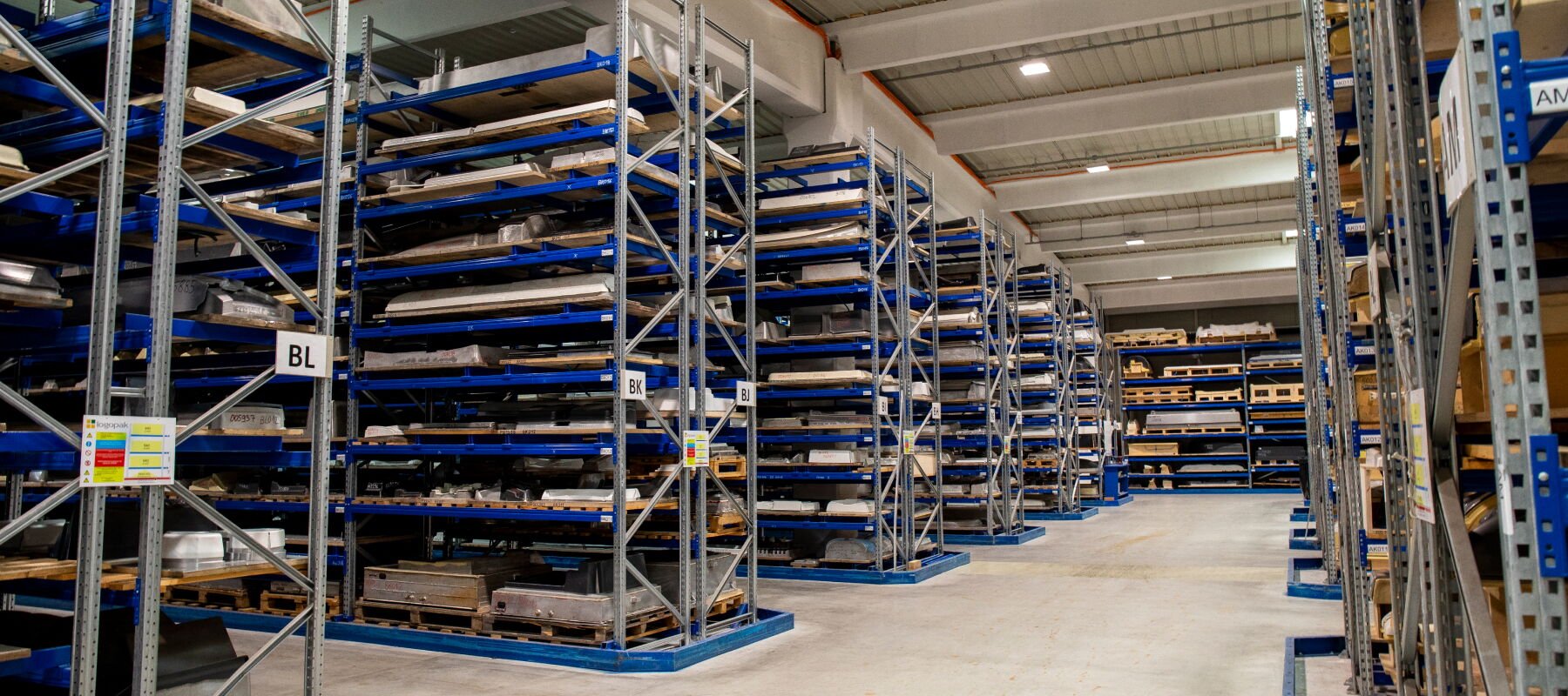 Climate-controlled warehouse protecting products and tools