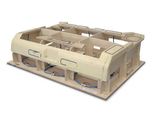 CNC trimming jig rear panel for street sweeper